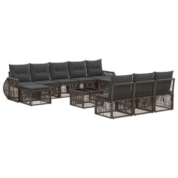 Gartensofa-set 11 Stk. Grau und Dunkelgrau Poly-Rattan