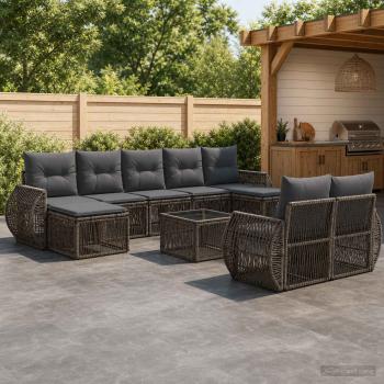 ARDEBO.de - Gartensofa-set 10 stk. Grau und Dunkelgrau Poly-Rattan