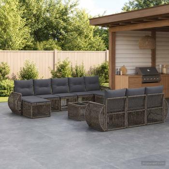 ARDEBO.de - Gartensofa-set 11 stk. Grau und Dunkelgrau Poly-Rattan