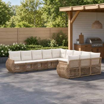 ARDEBO.de - Gartensofa-set 11 Stk. Beige und Cremeweiß Poly-Rattan