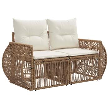Gartensofa-set 11 Stk. Beige und Cremeweiß Poly-Rattan