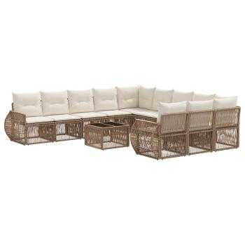 Gartensofa-set 12 Stk. Beige und Cremeweiß Poly-Rattan