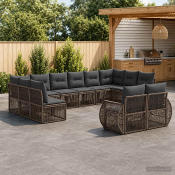 ARDEBO.de - Gartensofa-set 12 stk. Grau und Dunkelgrau Poly-Rattan