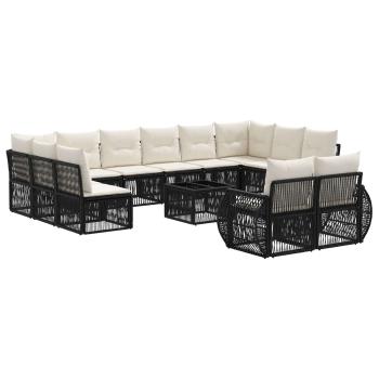 Gartensofa-set 13 stk. Schwarz und Cremewei? Poly-Rattan