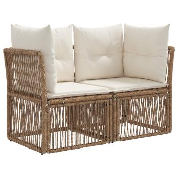 Gartensofa-set 13 stk. Beige und Cremeweiß Poly-Rattan