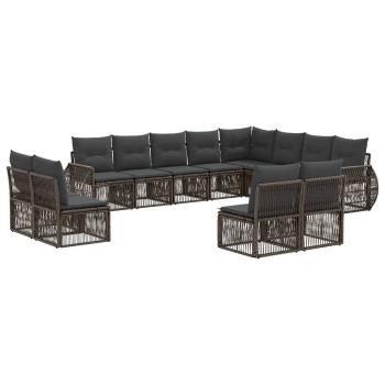 Gartensofa-set 12 stk. Grau und Dunkelgrau Poly-Rattan