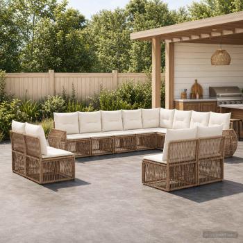 ARDEBO.de - Gartensofa-set 12 stk. Beige und Cremeweiß Poly-Rattan
