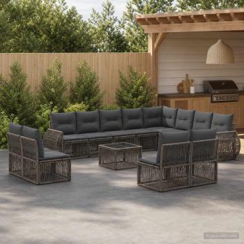 ARDEBO.de - Gartensofa-set 13 stk. Grau und Dunkelgrau Poly-Rattan