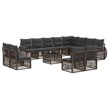 Gartensofa-set 13 stk. Grau und Dunkelgrau Poly-Rattan