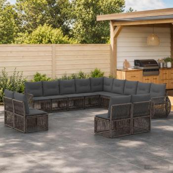 ARDEBO.de - Gartensofa-set 13 stk. Grau und Dunkelgrau Poly-Rattan