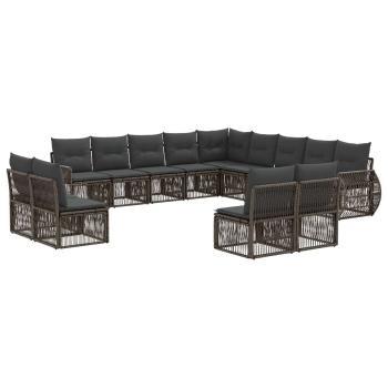 Gartensofa-set 13 stk. Grau und Dunkelgrau Poly-Rattan