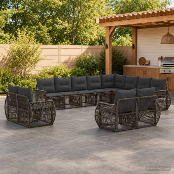 ARDEBO.de - Gartensofa-set 12 stk. Grau und Dunkelgrau Poly-Rattan