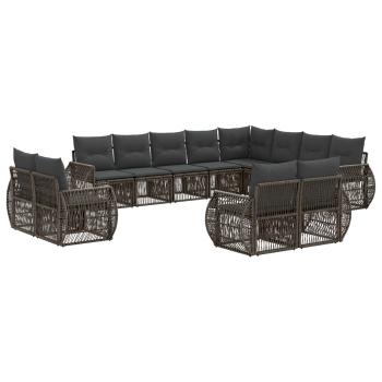 Gartensofa-set 12 stk. Grau und Dunkelgrau Poly-Rattan