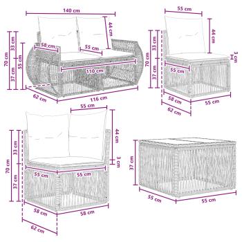 Gartensofa-set 13 Stk. Grau und Dunkelgrau Poly-Rattan