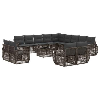 Gartensofa-set 14 stk. Grau und Dunkelgrau Poly-Rattan