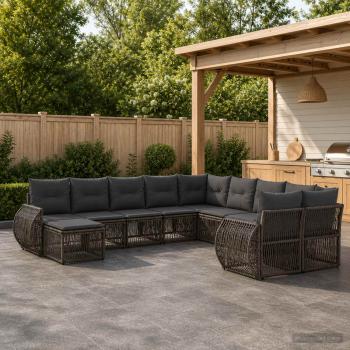 ARDEBO.de - Gartensofa-set 11 stk. Grau Poly-Rattan