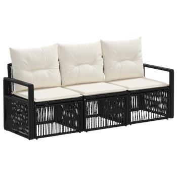 Gartensofa-set 3 stk. Schwarz Poly-Rattan