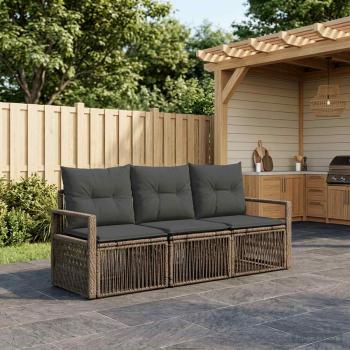 ARDEBO.de - Gartensofa-set 3 stk. Grau Poly-Rattan
