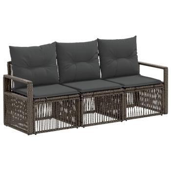 Gartensofa-set 3 stk. Grau Poly-Rattan