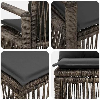 Gartensofa-set 3 stk. Grau Poly-Rattan
