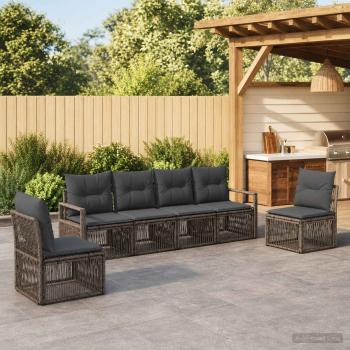 ARDEBO.de - Gartensofa-set 6 stk. Grau Poly-Rattan