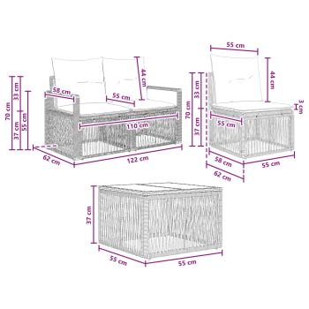 Gartensofa-set 7 Stk. Grau Poly-Rattan