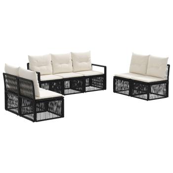 Gartensofa-set 7 stk. Schwarz Poly-Rattan