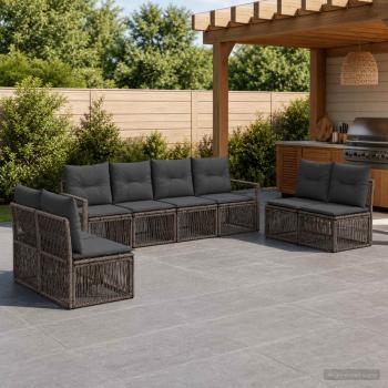 ARDEBO.de - Gartensofa-set 8 stk. Grau Poly-Rattan