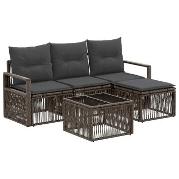 Gartensofa-set 5 stk. Grau Poly-Rattan
