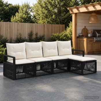 ARDEBO.de - Gartensofa-set 4 stk. Schwarz Poly-Rattan