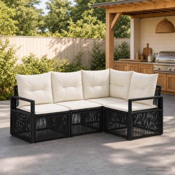 ARDEBO.de - Gartensofa-set 4 stk. Schwarz Poly-Rattan