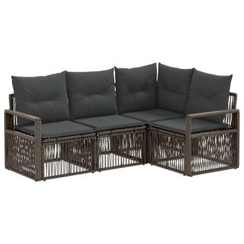 Gartensofa-set 4 stk. Grau Poly-Rattan