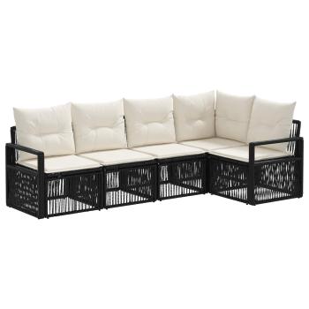 Gartensofa-set 5 stk. Schwarz Poly-Rattan