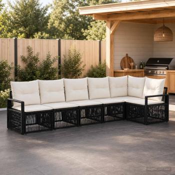 ARDEBO.de - Gartensofa-set 6 stk. Schwarz Poly-Rattan