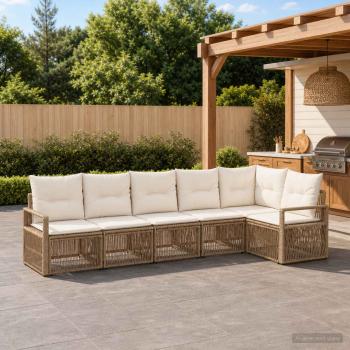 ARDEBO.de - Gartensofa-set 6 Stk. Beige Poly-Rattan