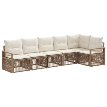 Gartensofa-set 6 Stk. Beige Poly-Rattan