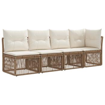 Gartensofa-set 6 Stk. Beige Poly-Rattan