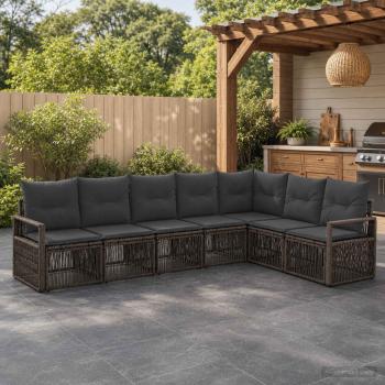 ARDEBO.de - Gartensofa-set 7 stk. Grau Poly-Rattan