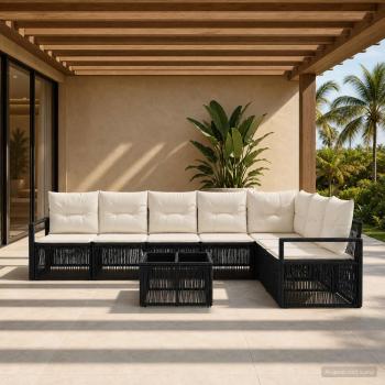 ARDEBO.de - Gartensofa-set 8 stk. Schwarz Poly-Rattan