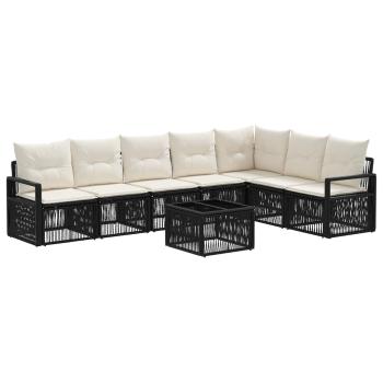 Gartensofa-set 8 stk. Schwarz Poly-Rattan