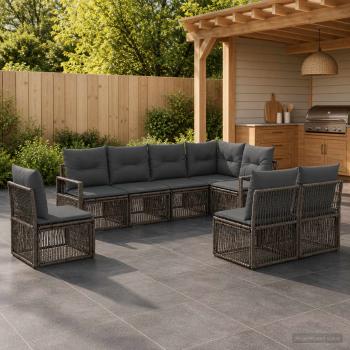 ARDEBO.de - Gartensofa-set 8 stk. Grau Poly-Rattan