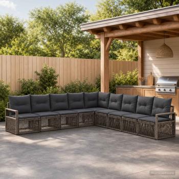 ARDEBO.de - Gartensofa-set 9 stk. Grau Poly-Rattan
