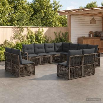 ARDEBO.de - Gartensofa-set 11 stk. Grau Poly-Rattan