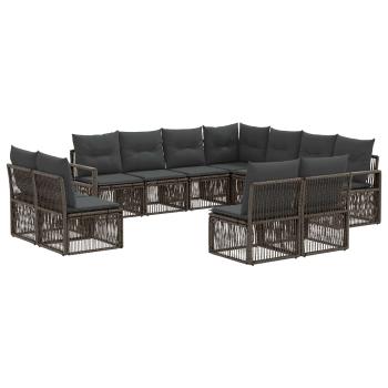 Gartensofa-set 11 stk. Grau Poly-Rattan
