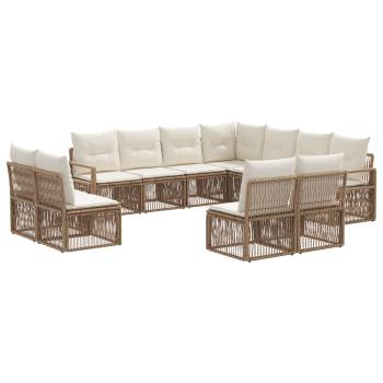 Gartensofa-set 11 stk. Beige Poly-Rattan