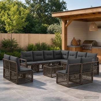 ARDEBO.de - Gartensofa-set 12 stk. Grau Poly-Rattan