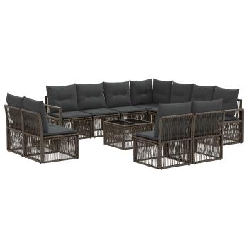 Gartensofa-set 12 stk. Grau Poly-Rattan