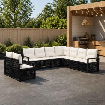 ARDEBO.de - Gartensofa-set 9 stk. Schwarz Poly-Rattan