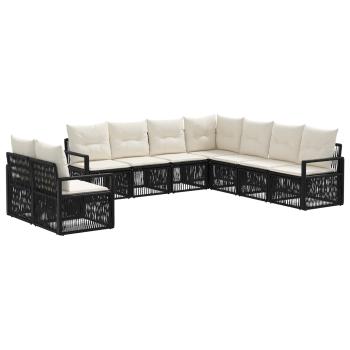Gartensofa-set 9 stk. Schwarz Poly-Rattan