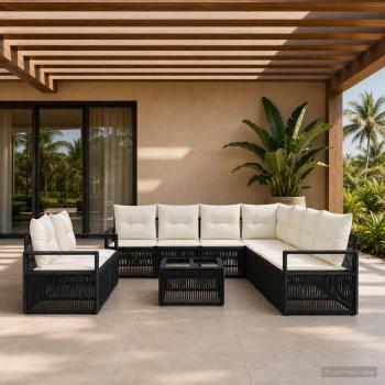ARDEBO.de - Gartensofa-set 10 stk. Schwarz Poly-Rattan